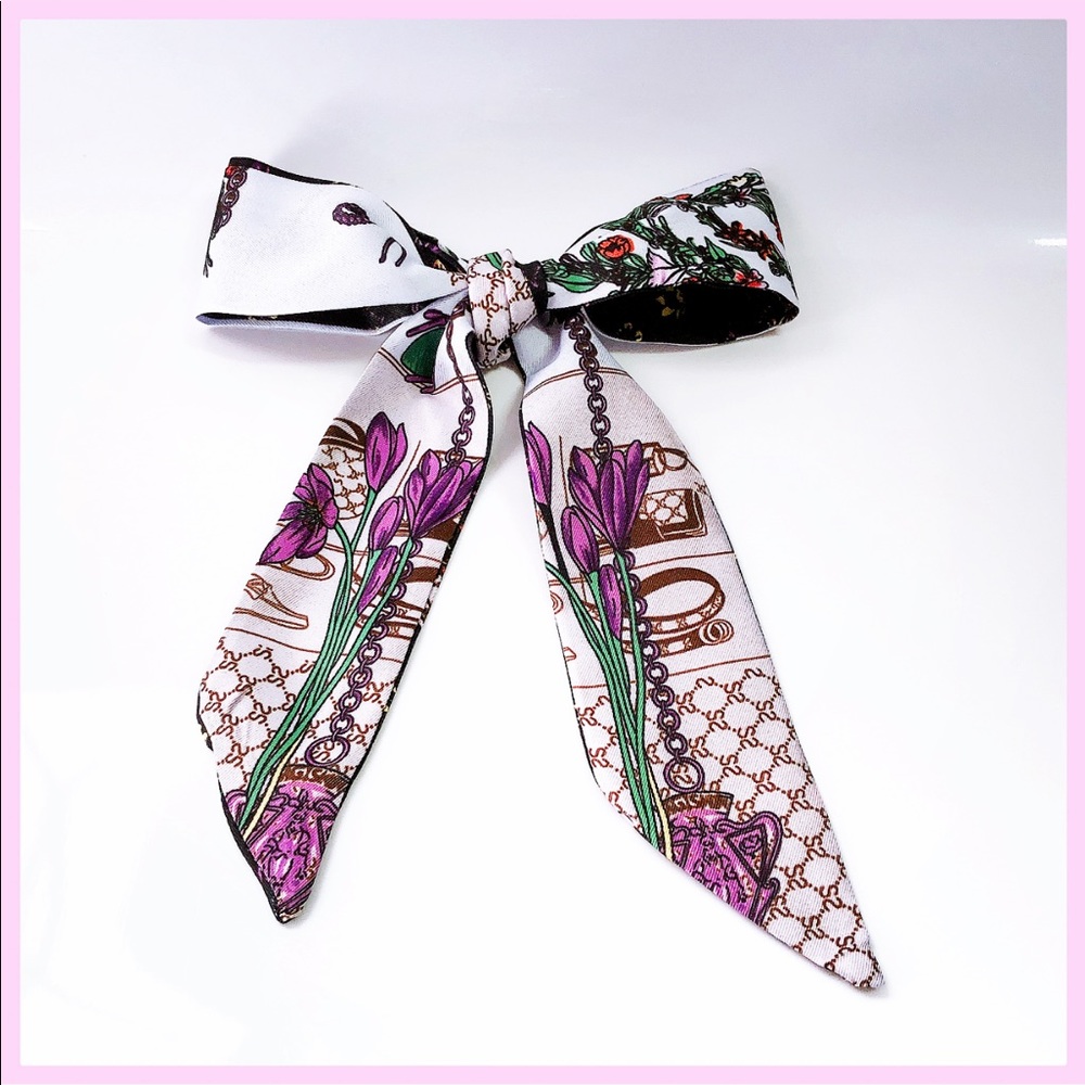 Skinny Silk Blend Multi Propose FloralPurple Scarf